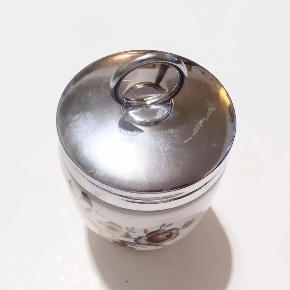 Vintage Royal Worcester Floral Porcelain Egg Coddler England 3.25
